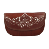 Rociero leather bag with white thread decoration Valverde del Camino