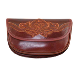 Rociero leather bag with yellow thread decoration Valverde del Camino