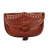 Sac Rociero pour fille en cuir blanc avec pompons Valverde del Camino