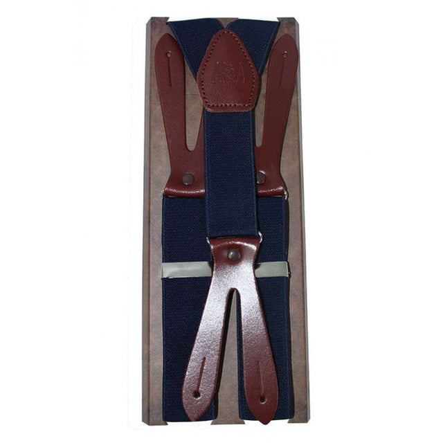 Plain blue elastic suspenders 30 mm
