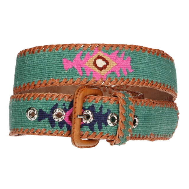 CINTURON VERDE AGUA NAIF