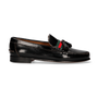 MOCASSIN NOIR AVEC POMPONS ET BANDE VERT-ROUGE-VERT