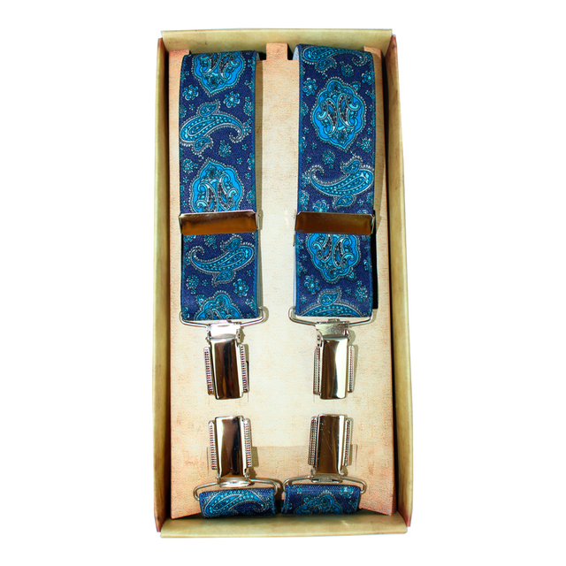 Grandes bretelles en cachemire bleu