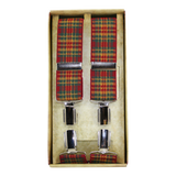 Bretelles de robe à carreaux verts, rouges et jaunes