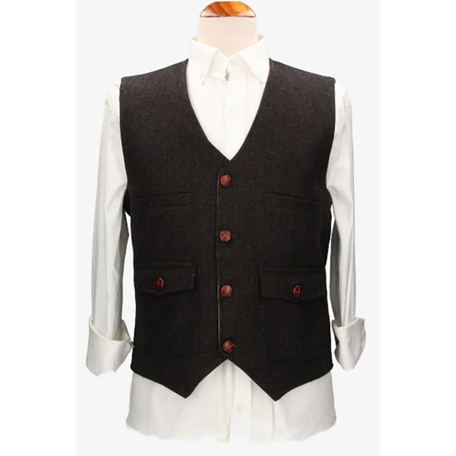 Évora Herringbone Vest Dark Brown