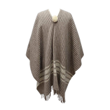 Taupe Striped Poncho