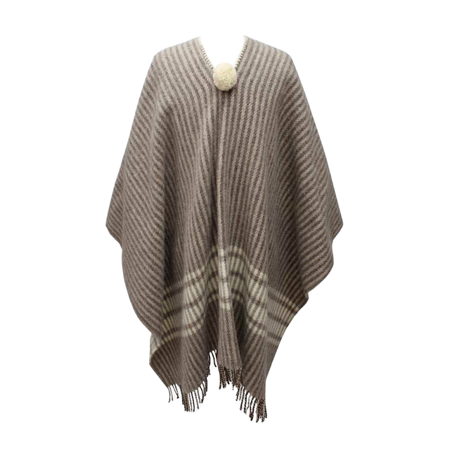 Taupe Striped Poncho