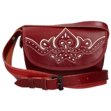 Elongated Cherry Rociero Bag Embroidered White Thread Valverde del Camino