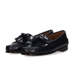 MOCASÍN FLECOS Y BORLAS AZUL