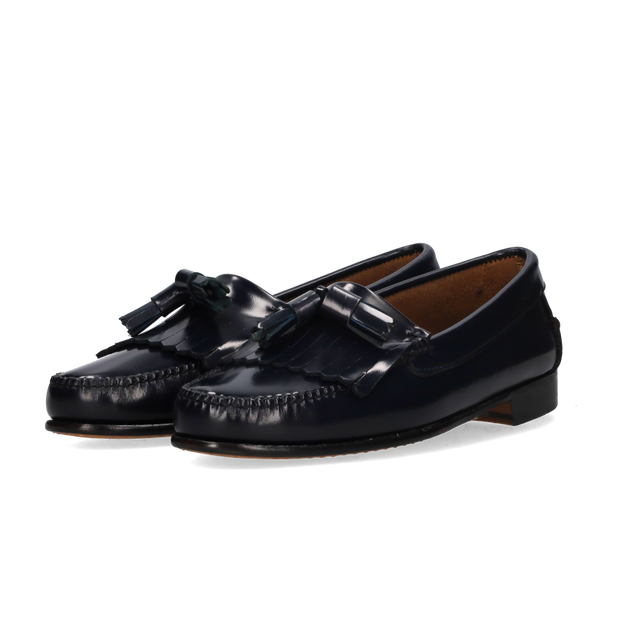 MOCASÍN FLECOS Y BORLAS AZUL