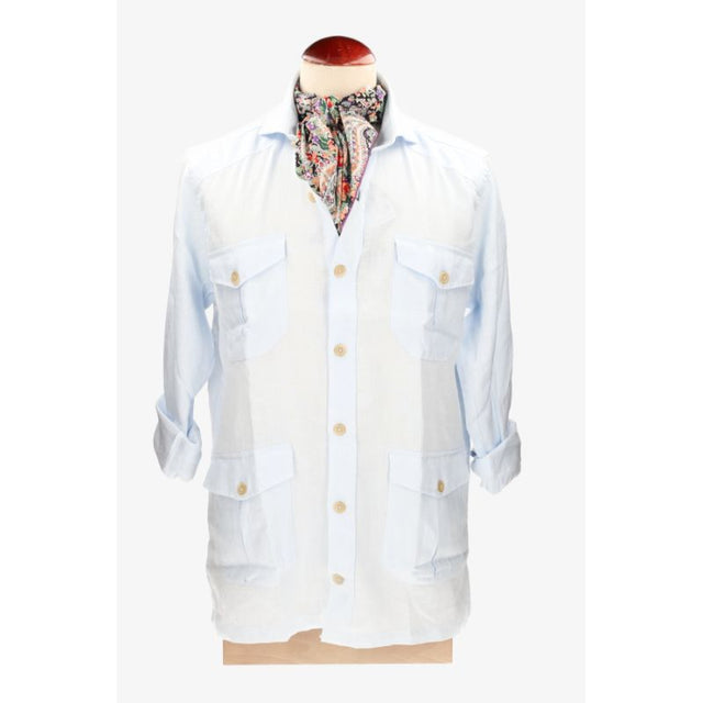 Camisa guayabera lino celeste