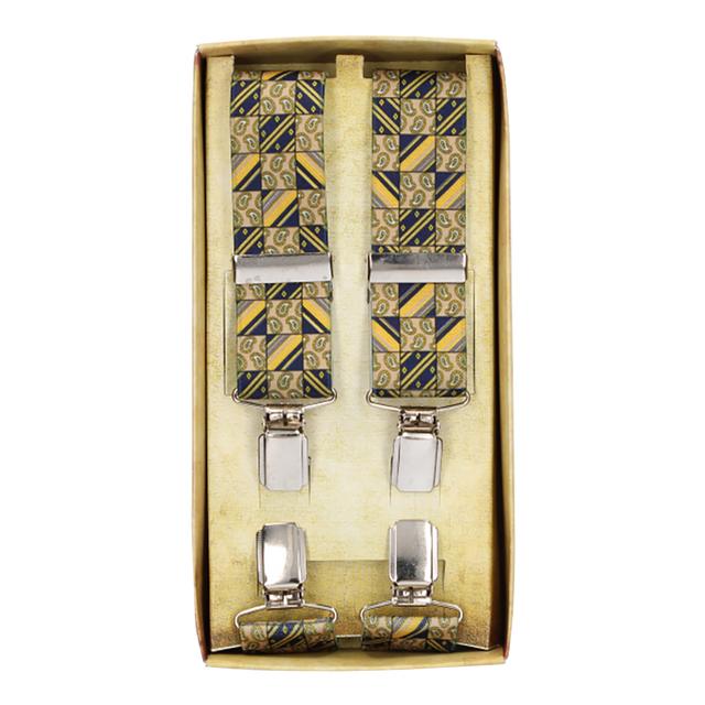 Blue Striped and Cashmere Combined Dress Suspender