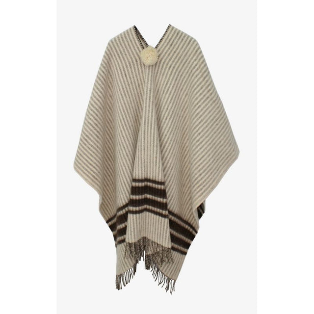 Poncho Crudo con Rayas Marrones