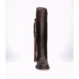 Bota campera rociera boca inglesa flecos castaña Valverde del Camino