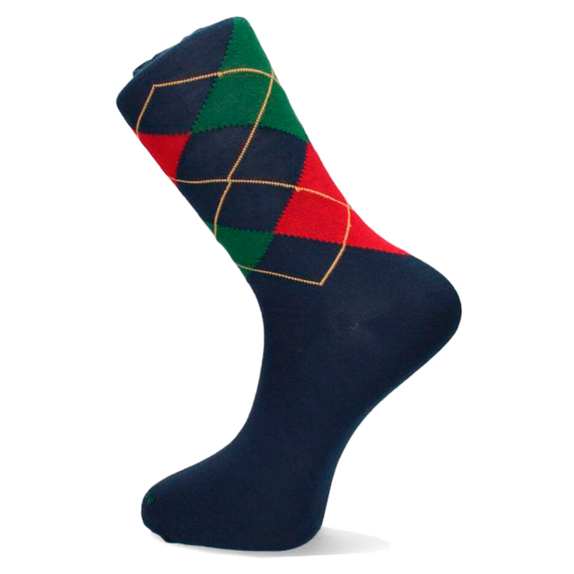 CHAUSSETTE À CARREAUX INTARSIA BLEUS