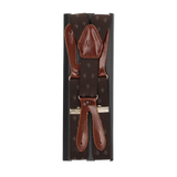 Children's Elastic Suspenders Brown Herringbone Pattern 25 mm