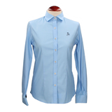 Chemise femme en popeline/lycra, bleu clair