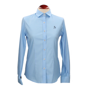 Chemise femme en popeline/lycra, bleu clair