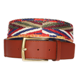 Ethnic canvas belt with leather tips