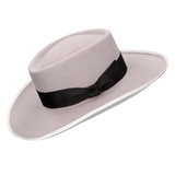 SOMBRERO GAMBLER LANA PLATA CINTA NEGRA