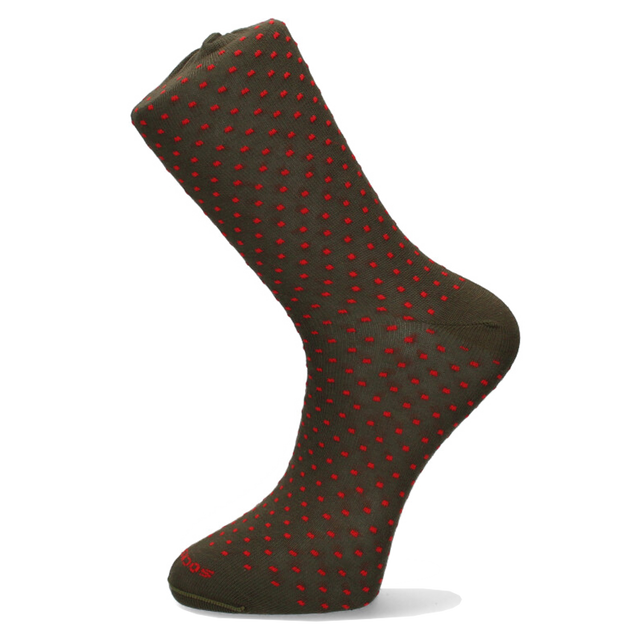 CHAUSSETTE ROUGE CARRÉ VERT