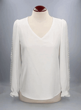 Blusa Plumeti con Encaje En Mangas