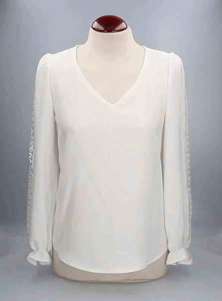 Blusa Plumeti con Encaje En Mangas