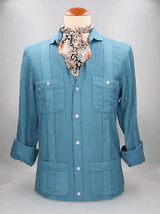 CAMISA CUBANA LINO INDIGO