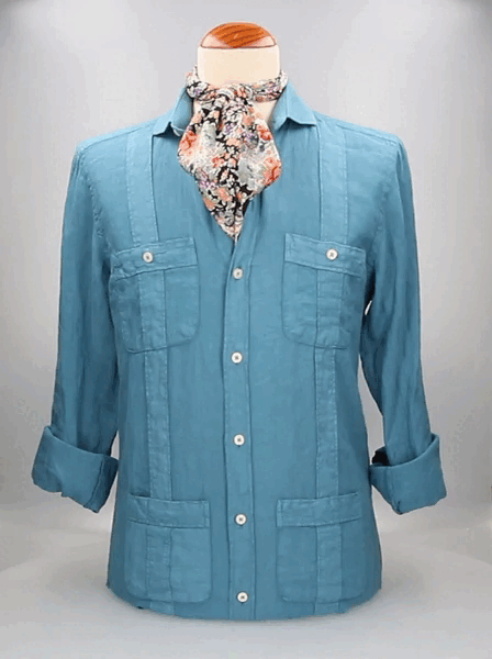 CAMISA CUBANA LINO INDIGO