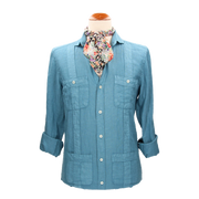 CHEMISE CUBAINE EN LIN INDIGO