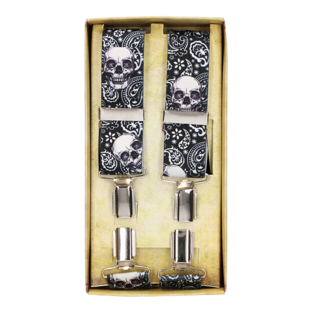 Tirante de Vestir Negro con Calaveras y Cachemir