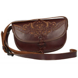 Bolso Rociero Cuero Hilo Amarillo con Correa Valverde del Camino