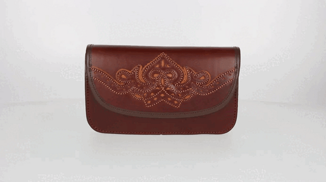 Sac Rociero en cuir brodé jaune Valverde del Camino