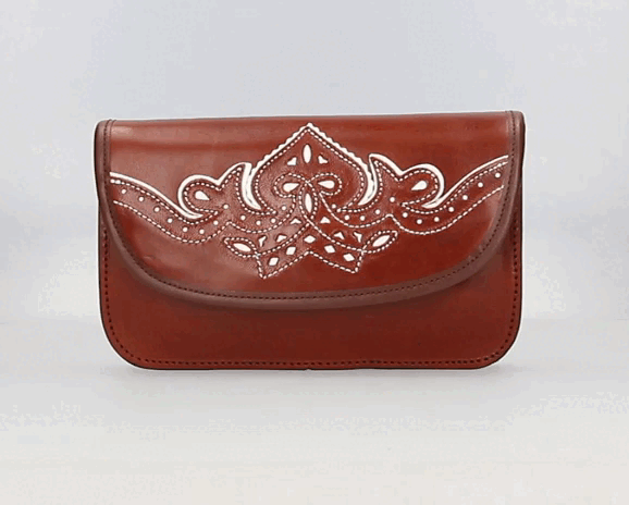 Rociero Bag Embroidered Leather White Valverde del Camino