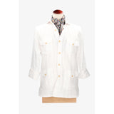 White linen guayabera shirt