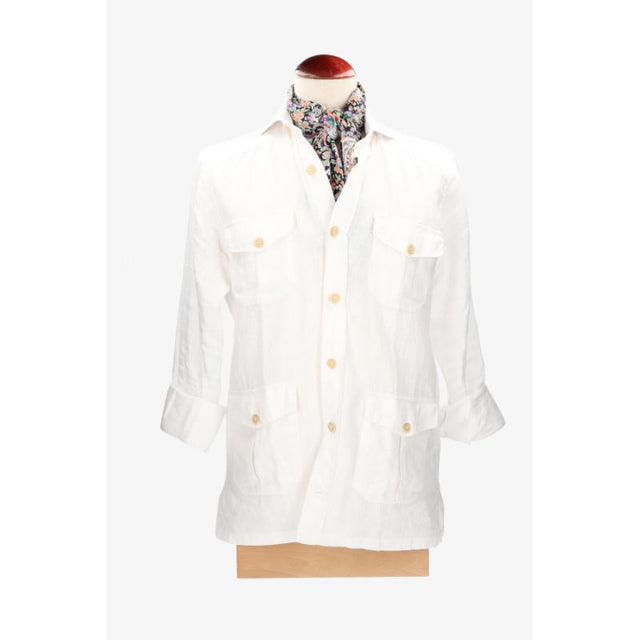 White linen guayabera shirt
