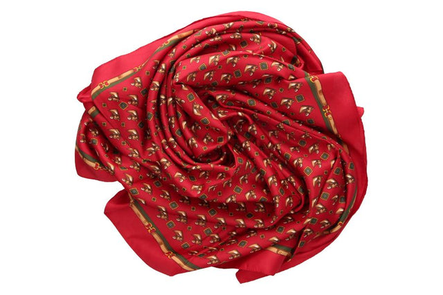 Red Scarf with Horse Print