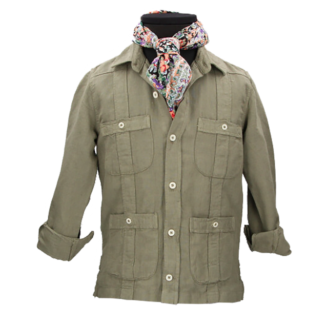KHAKI CUBAN SHIRT FOR BOYS