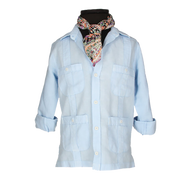 CAMISA CUBANA NIÑO CELESTE