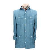 CHEMISE CUBAINE EN LIN INDIGO