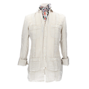 CHEMISE CUBAINE EN LIN BEIGE