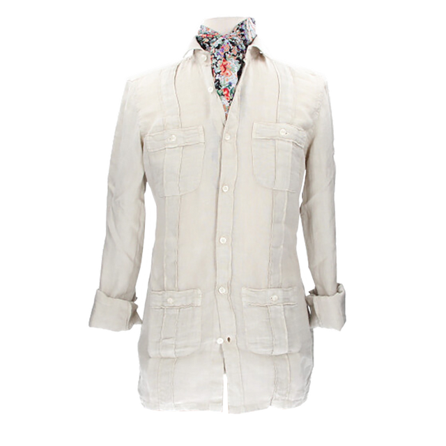 CAMISA CUBANA LINO BEIGE