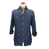 CUBAN SHIRT NAVY LINEN