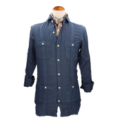 CHEMISE CUBAINE EN LIN BLEU MARINE