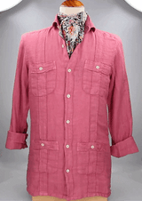 CAMISA CUBANA LINO CORAL