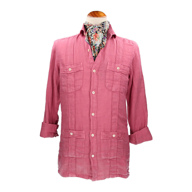 CAMISA CUBANA LINO CORAL