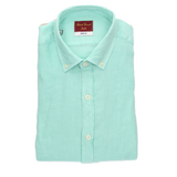 CHEMISE À COL BOUTONNÉ EN LIN AQUA
