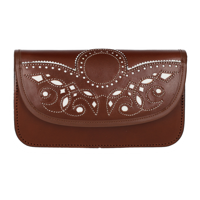 Rociero bag embroidered with white thread