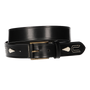 BLACK LEATHER BELT WITH PINEAPPLE AND DESIGN