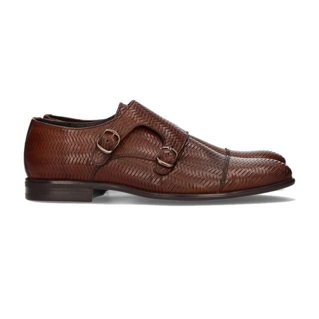 HAUT EN CUIR GRAVÉ COGNAC AVEC BOUCLE